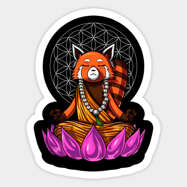 Red Panda Bear Buddha Sticker by underheaven